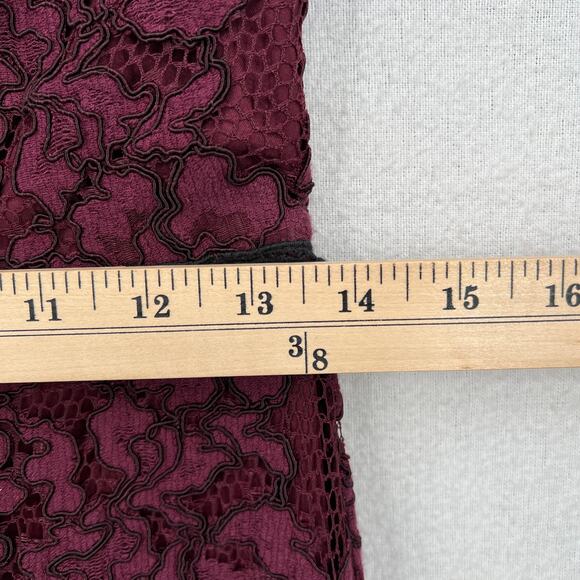 ALEXIS Evie Lace Midi Sheath Dress Womens Small Burgundy Crew Neck Cold Shoulder - Picture 14 of 16